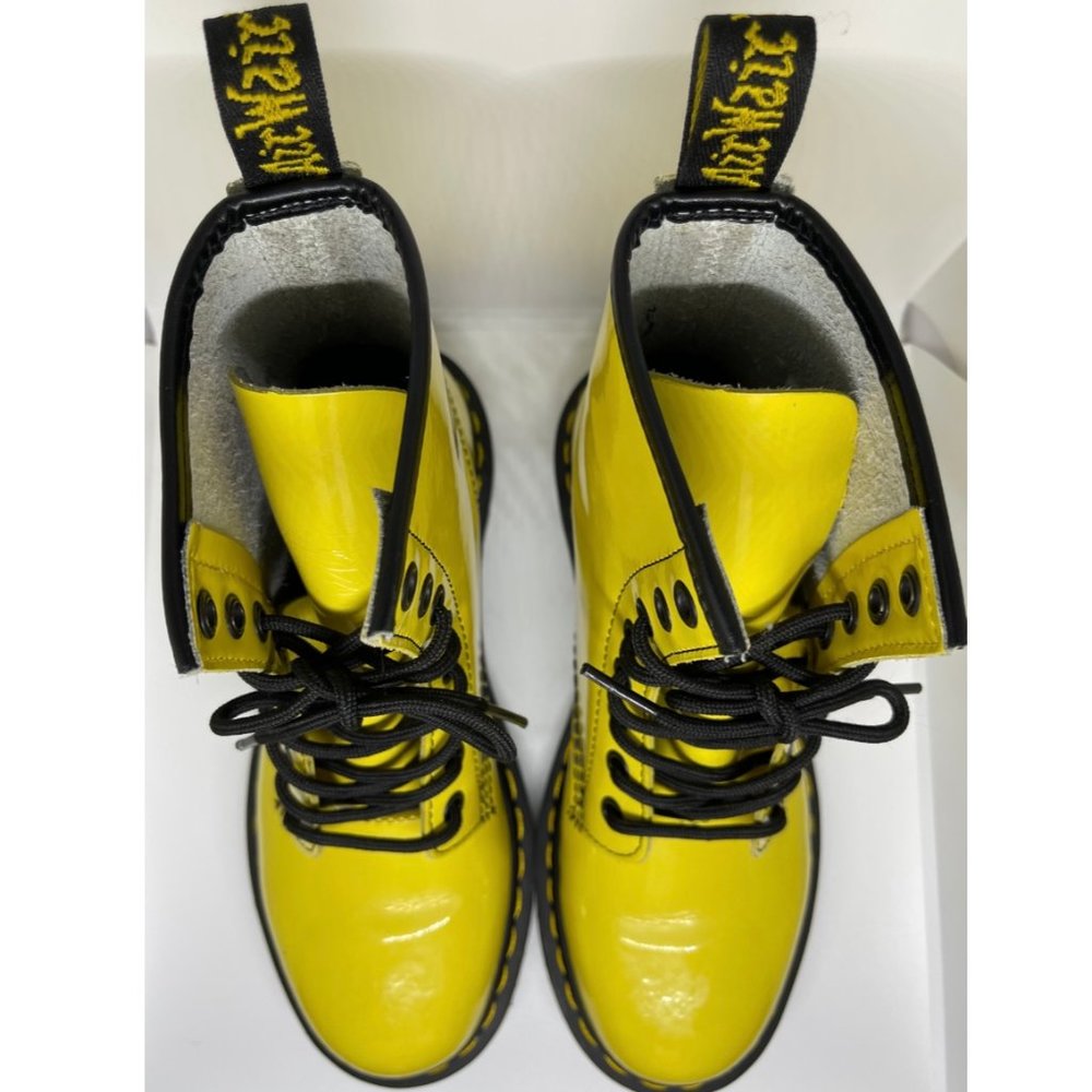 DR. MARTENS Yellow Patent Leather Ankle Boots - Picture 12 of 12